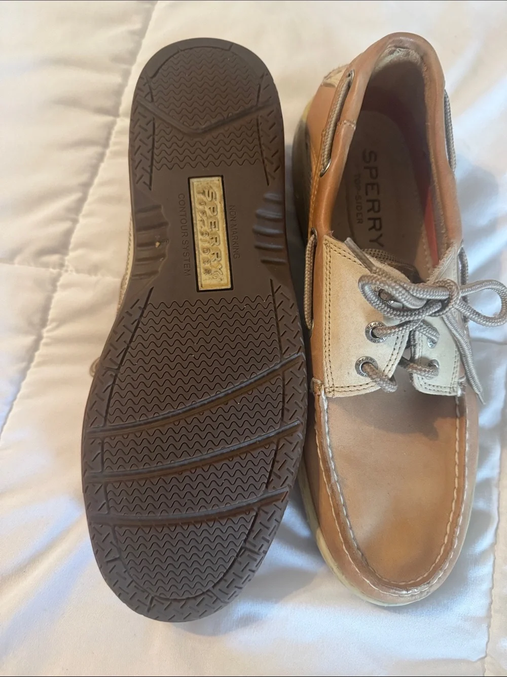 Sperry Men’s Brown and Beige Leather Boat Shoes